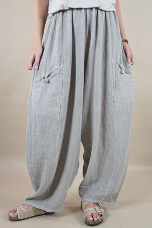 Made in Italy Cova Santa Hopsack Linen Barrel Leg Pant Washed Cocoa